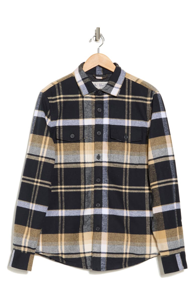 Original Penguin Heavy Plaid Cotton Flannel Shirt, Alternate, color,