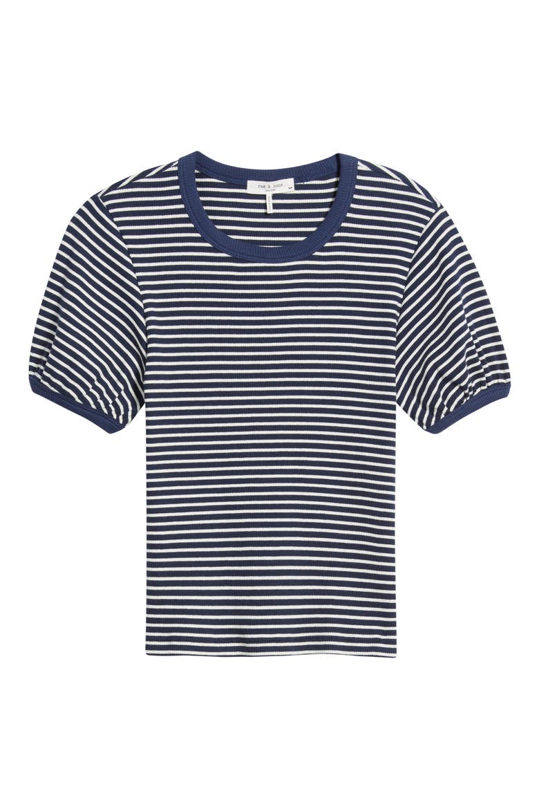 The Essential Rib Striped Tee, Alternate, color, NAVY MULTI