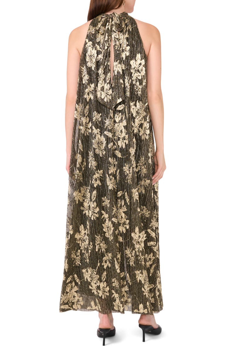 Halogen<sup>®</sup> Shimmer Floral Halter Neck Plissé Jumpsuit, Alternate, color,