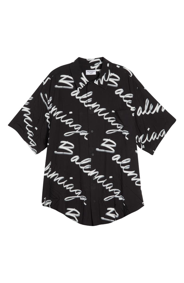 Balenciaga Women's Scribble Print Logo Blouse, Alternate, color, 