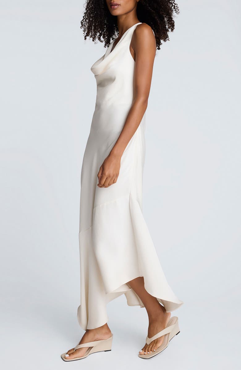 Kenneth Cole Asymmetric Sleeveless Cowl Neck Maxi Dress, Alternate, color, Oyster