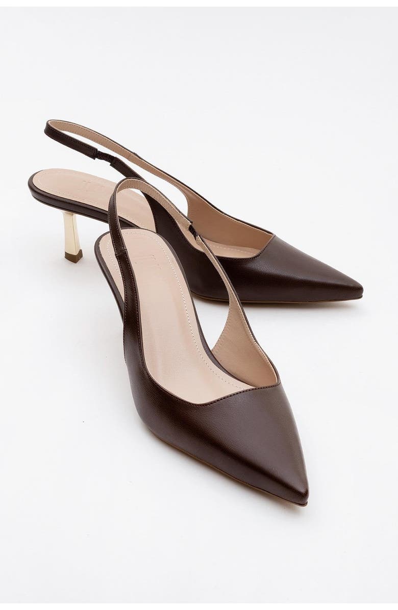 Prologue Shoes Marten Slingback Pointed Toe Pump, Main, color, Brown