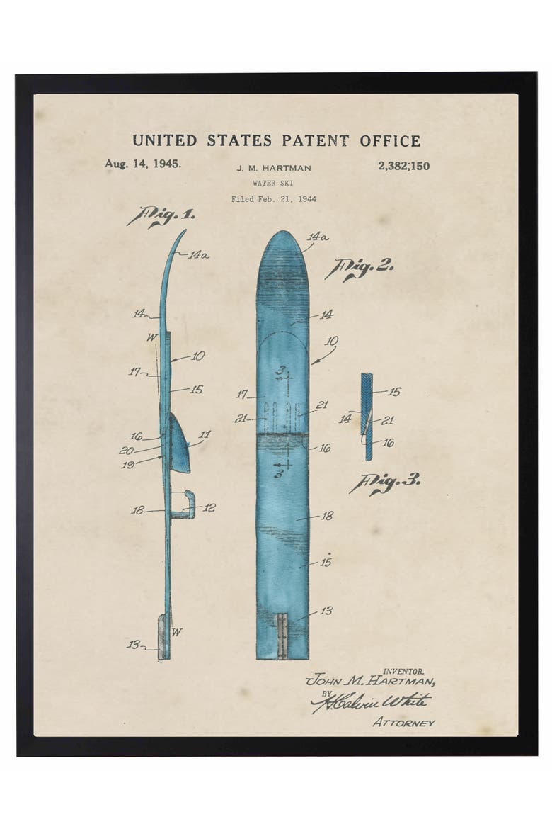 Water Ski Patent in Black Frame, Main, color, No Color