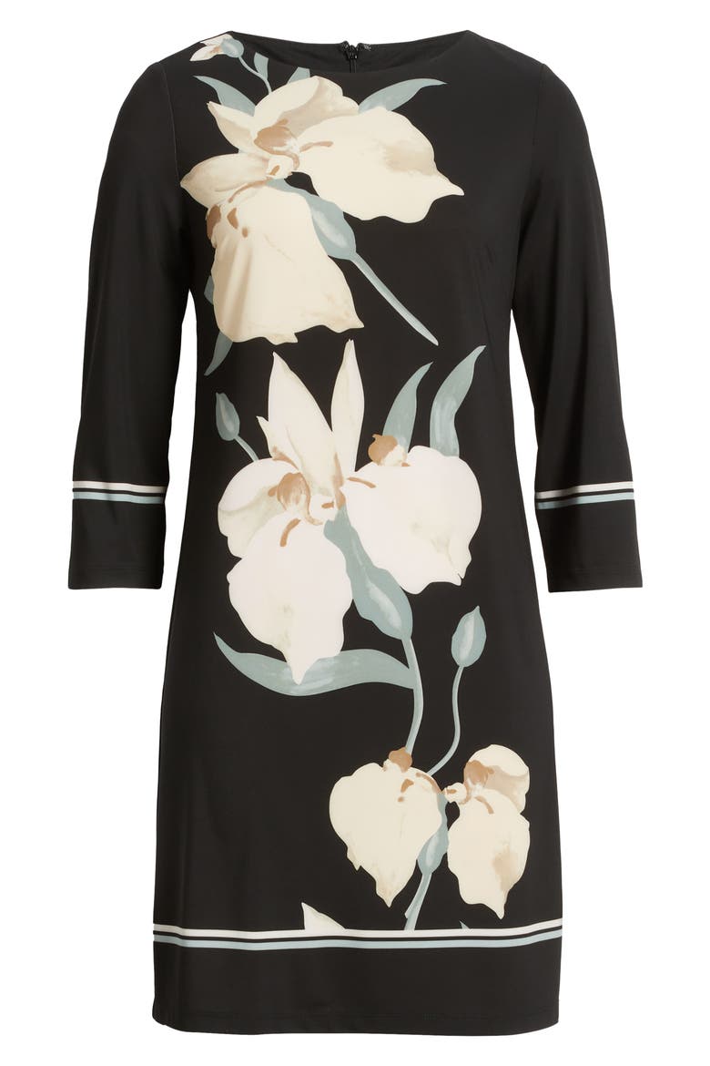 Floral Jersey Shift Dress, Alternate, color, ANNE BLACK MULTI