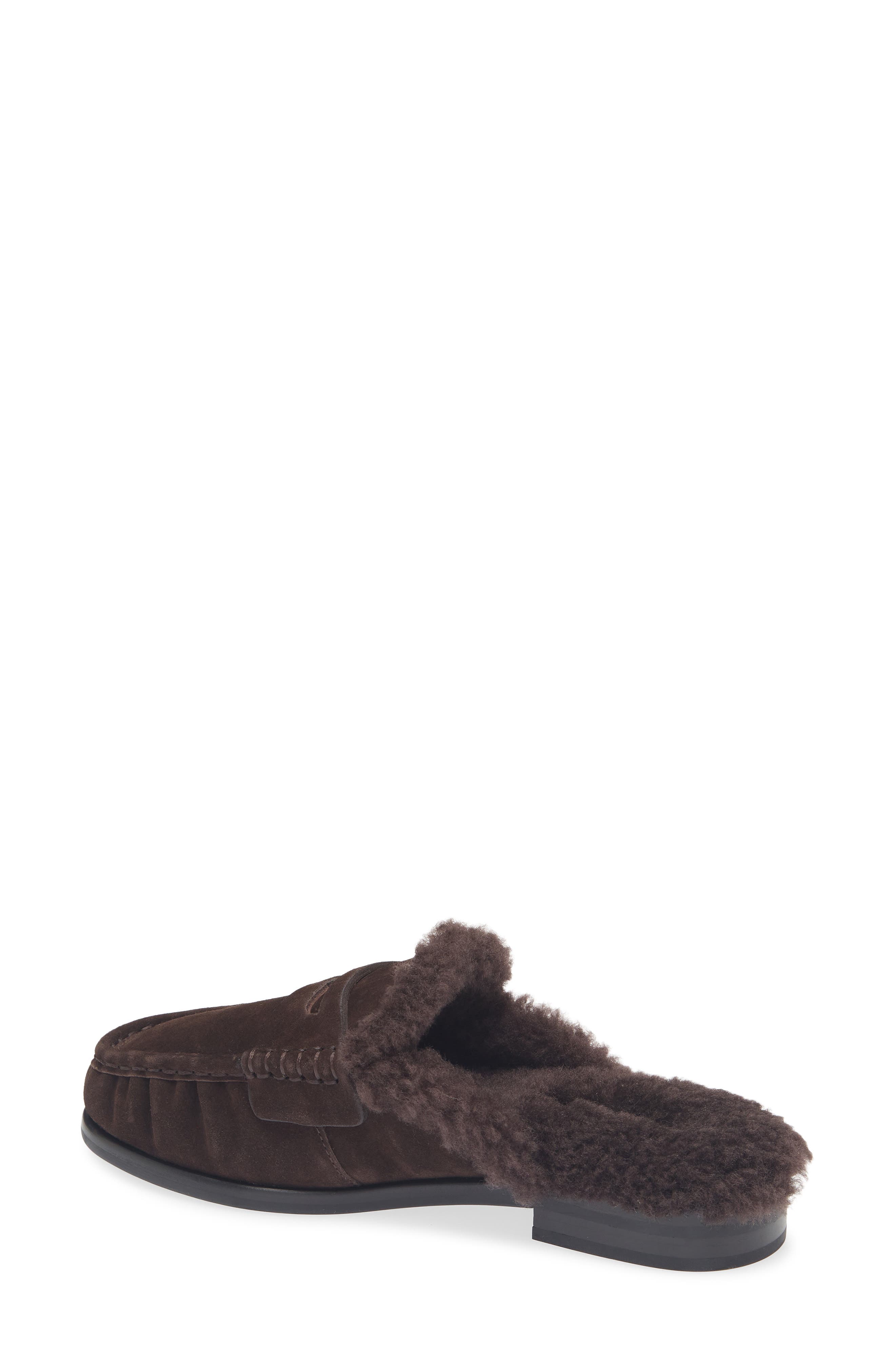 Carter Genuine Shearling Mule, Alternate, color, DARK CHOCOLATE SUEDE