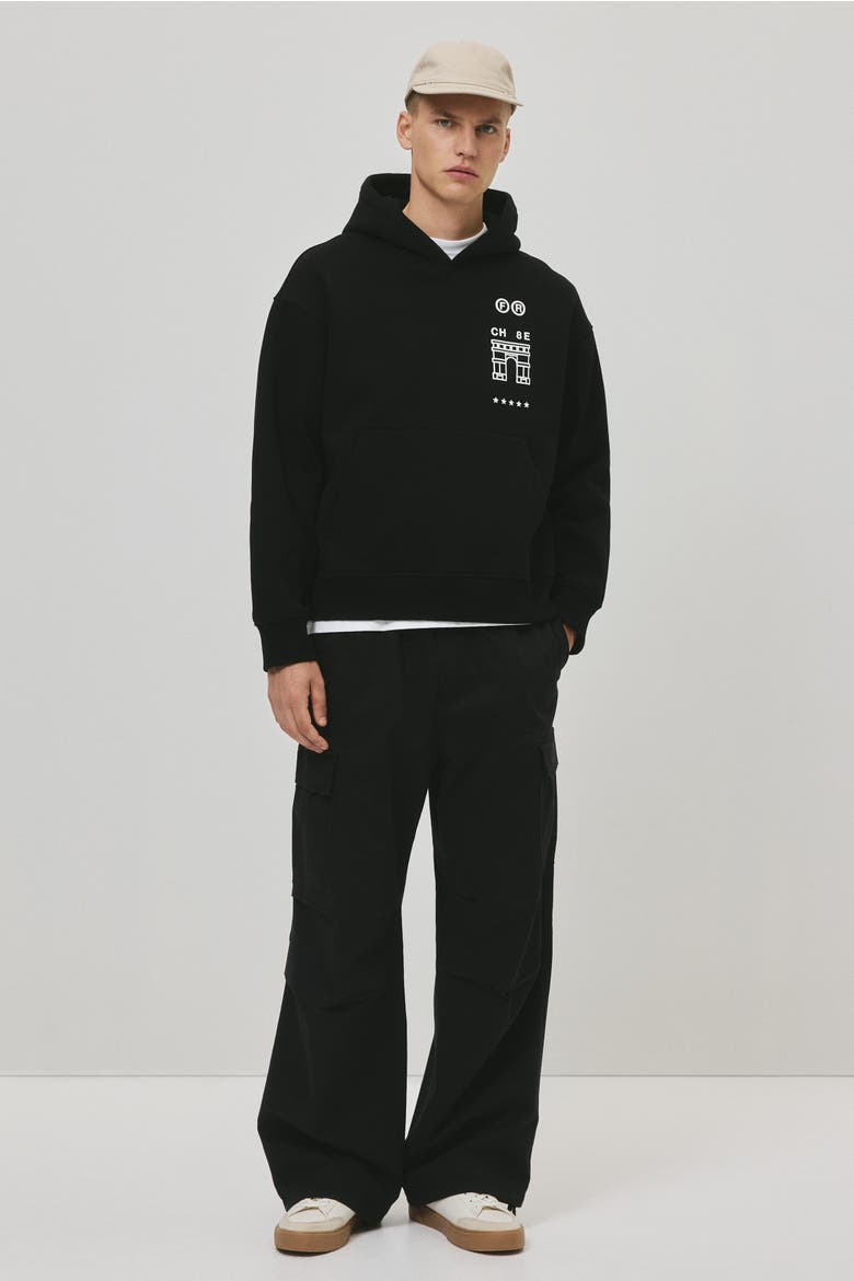Loose Fit Hoodie, Main, color, Black/Paris