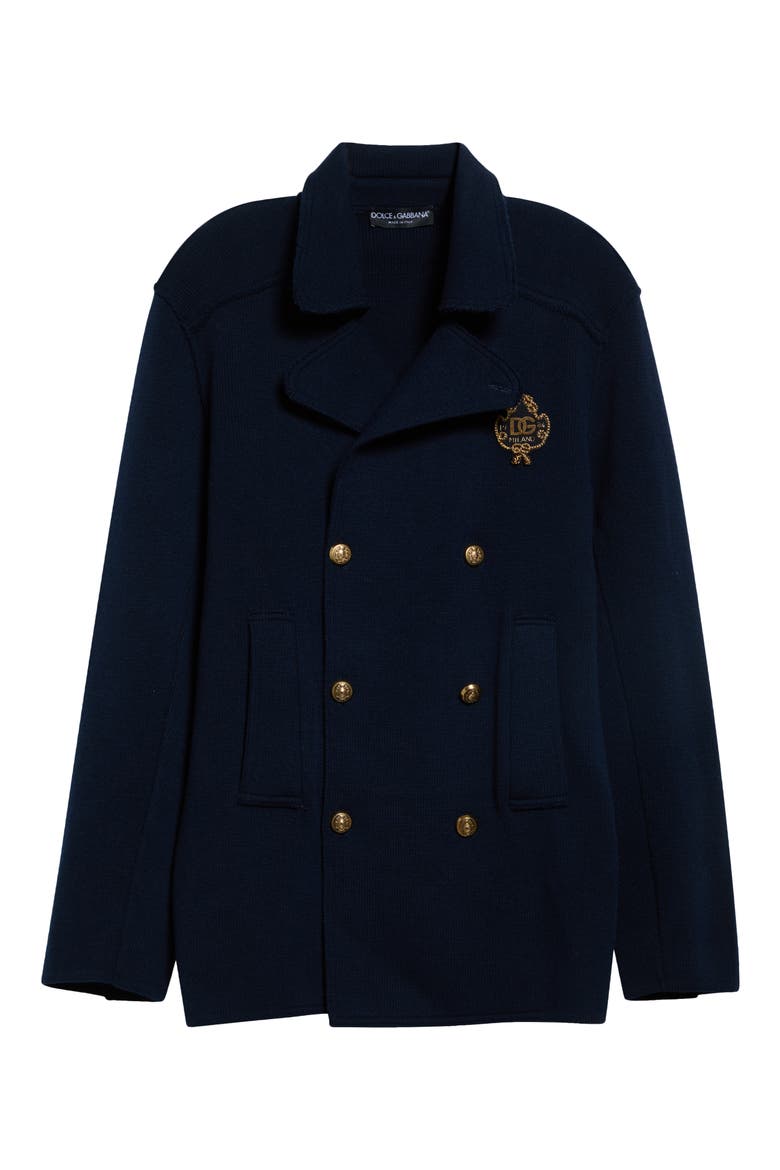 Double Breasted Wool Sweater Jacket, Main, color, BLU SCURO