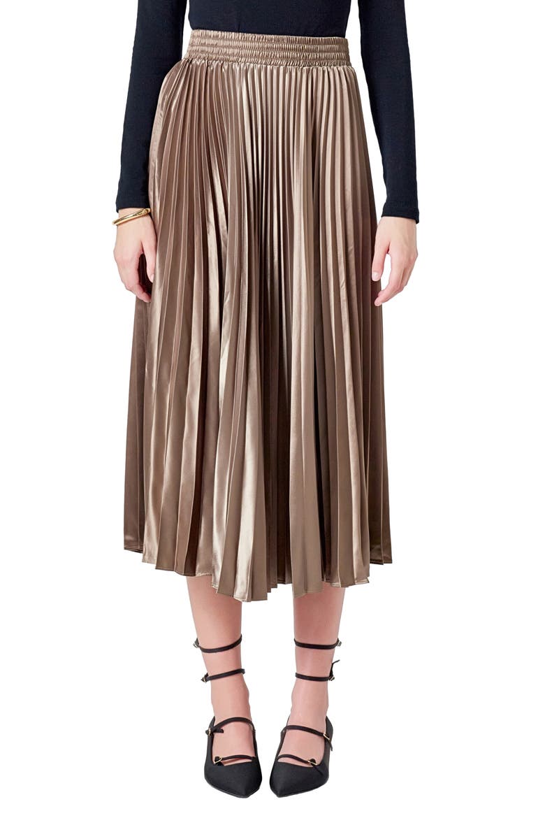 Sunburst Pleated Skirt, Main, color, MOCHA