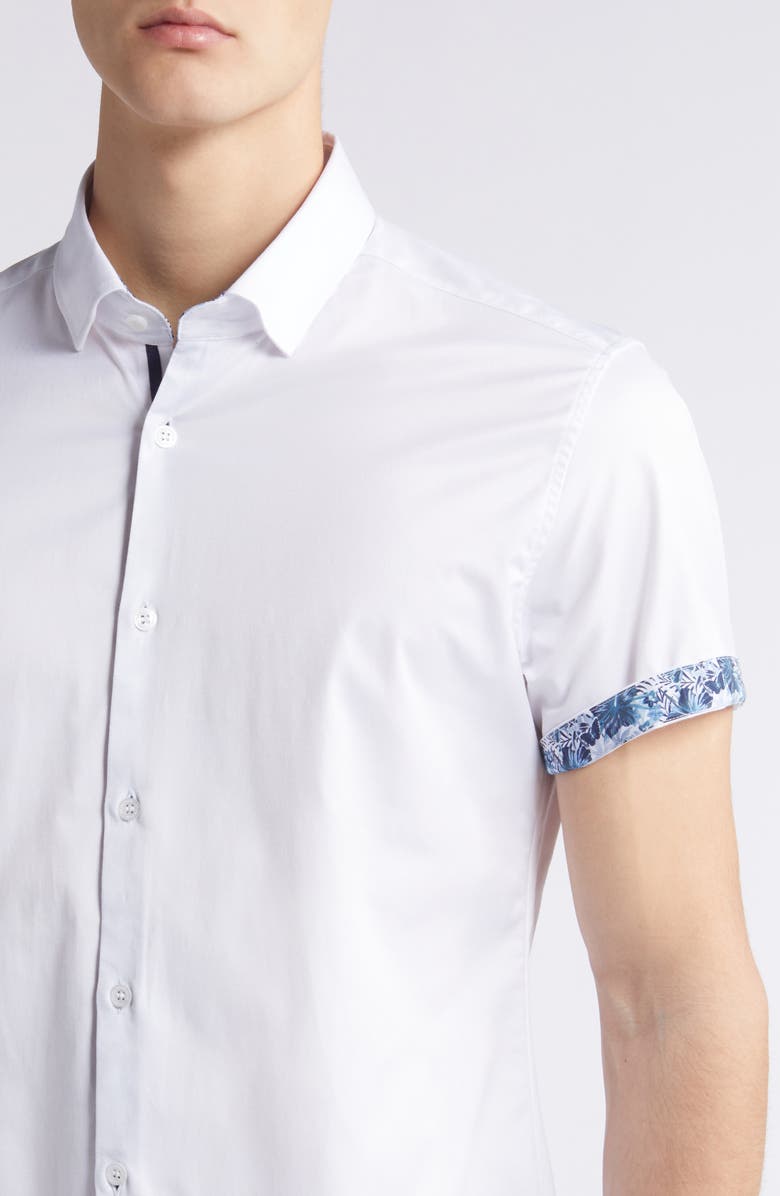 Stone Rose Solid DryTouch<sup>®</sup> Slim Fit Short Sleeve Twill Button-Up Shirt, Alternate, color, 