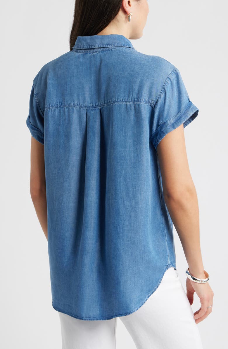 Caslon<sup>®</sup> Chambray Camp Shirt, Alternate, color, Medium Wash