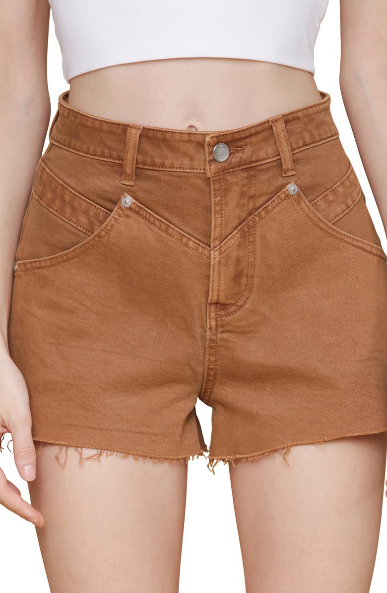 Avec Les Filles High Rise Shorts, Alternate, color, Santa Fe Umber Wash