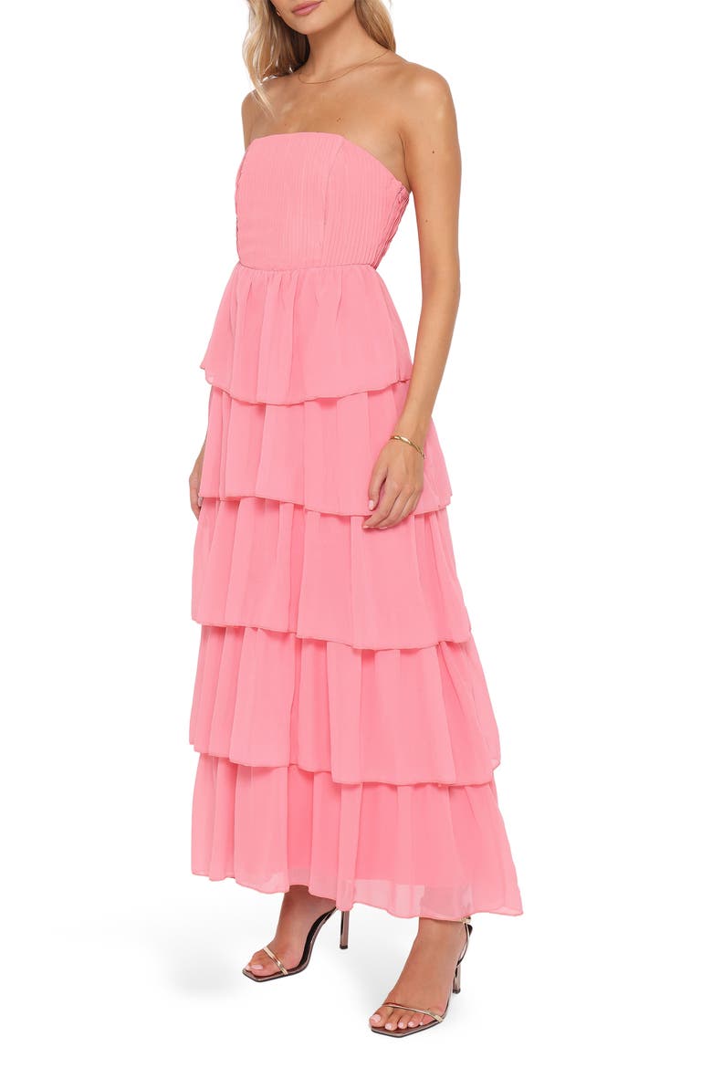 Peachester Strapless Tiered Maxi Dress, Alternate, color, CORAL