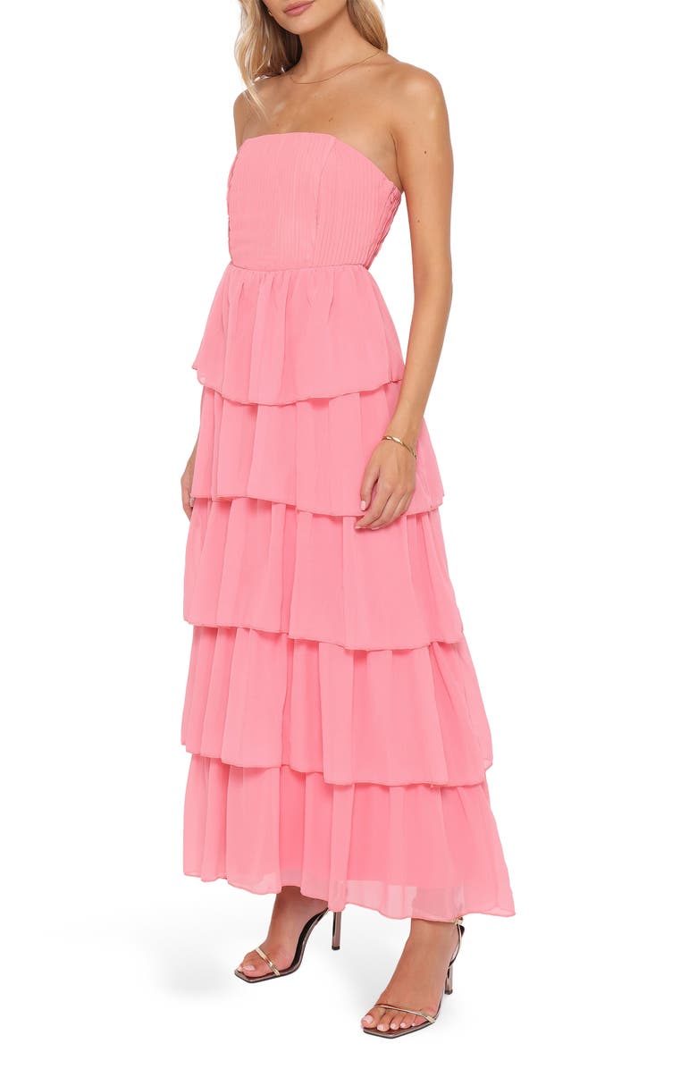 Petal & Pup Peachester Strapless Tiered Maxi Dress, Alternate, color, Coral
