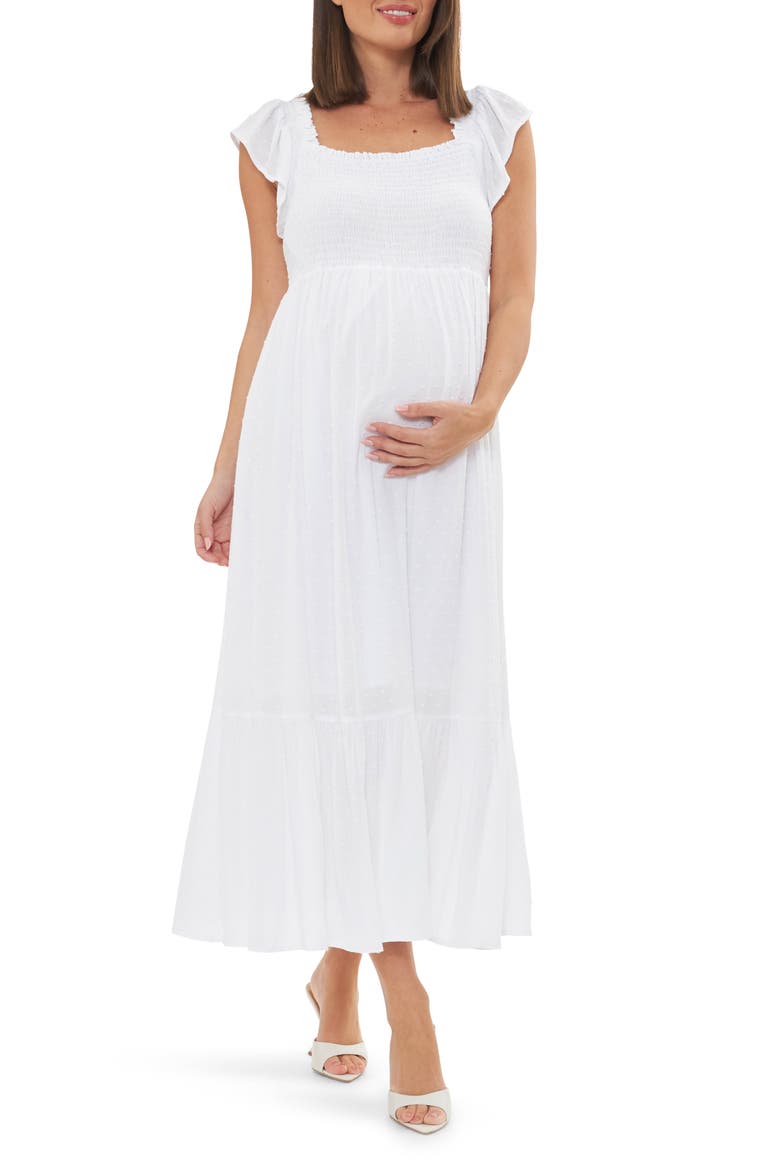 Hail Spot Dress, Main, color, WHITE
