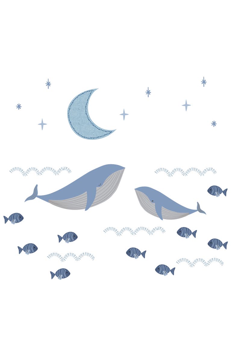 Bubbles & Squirt Aquatic Under Sea Whale/Fish Wall Decals/Stickers, Main, color, Blue