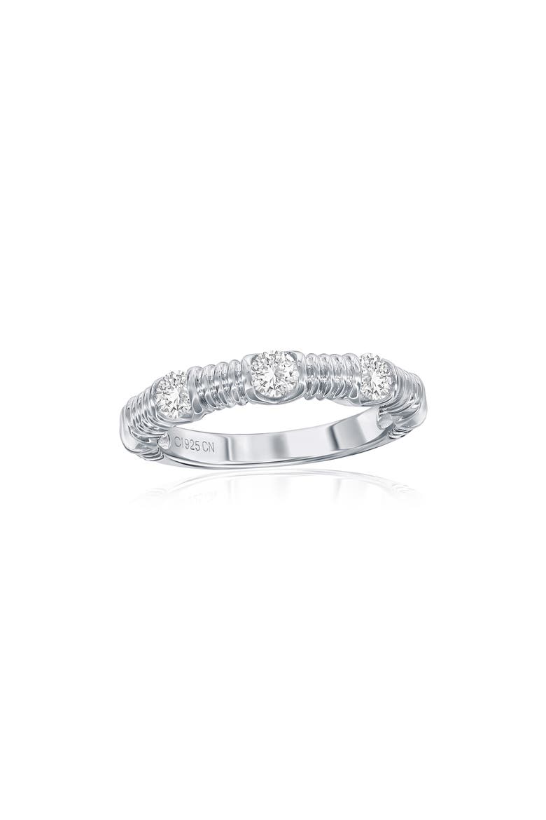 Cubic Zirconia Wire Design Ring, Main, color, SILVER