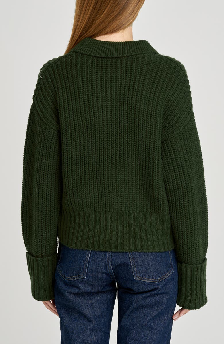 WAYF Bea Collared Cardigan, Alternate, color, Deep-Olive