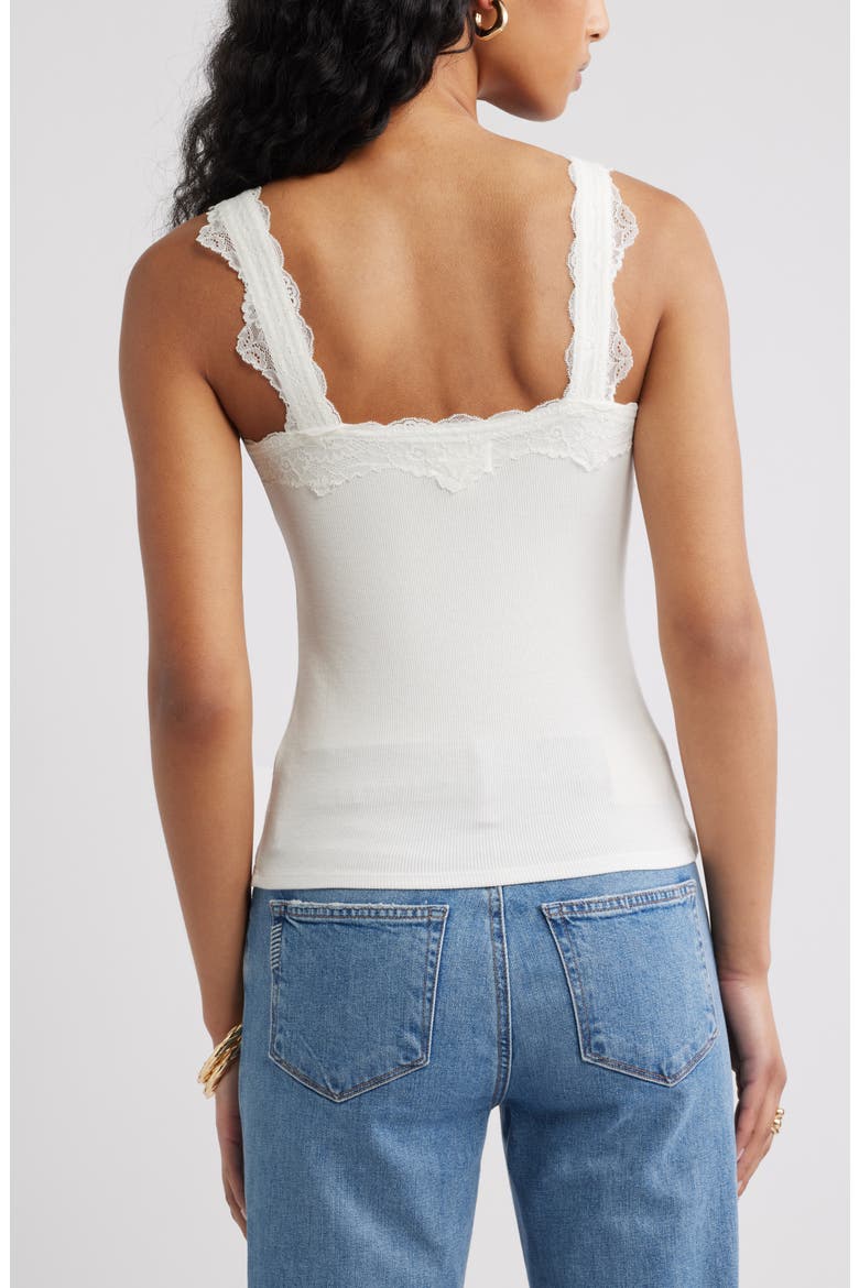Lace Trim Ribbed Tank, Alternate, color, IVORY