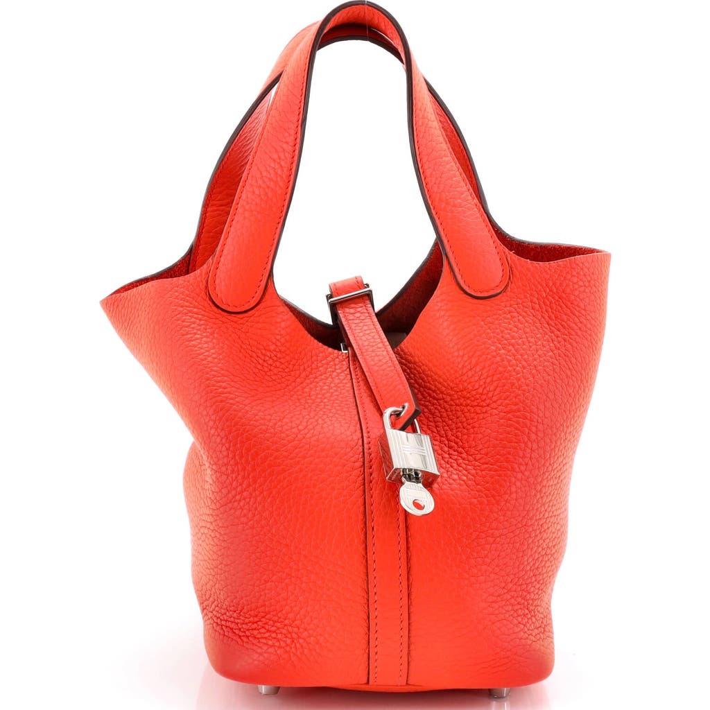 Pre-owned Hermes Hermes Picotin Lock Bag Clemence Pm In Orange