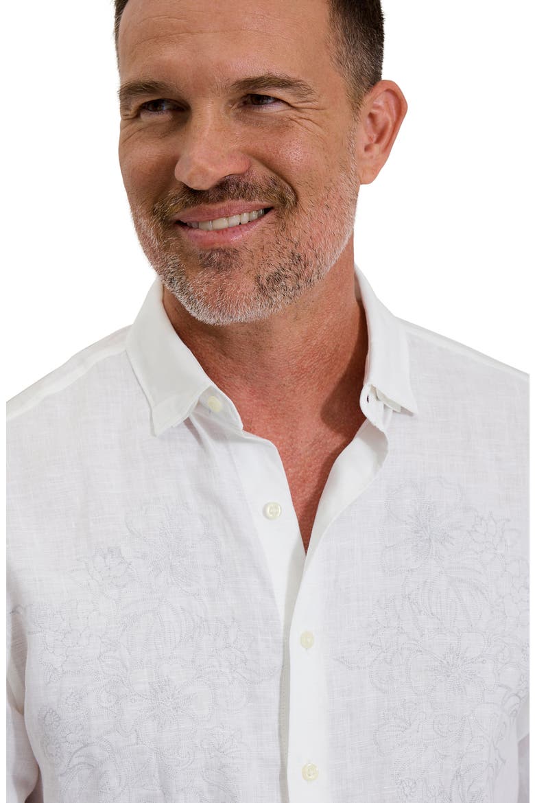 Tide the Knot Embroidered Linen Button-Up Shirt, Alternate, color, WHITE