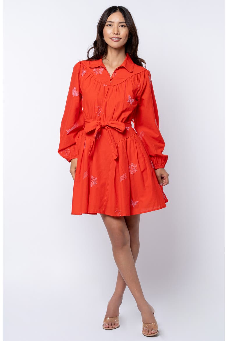 Zephyr Long Sleeve Minidress, Alternate, color, RED/ PINK