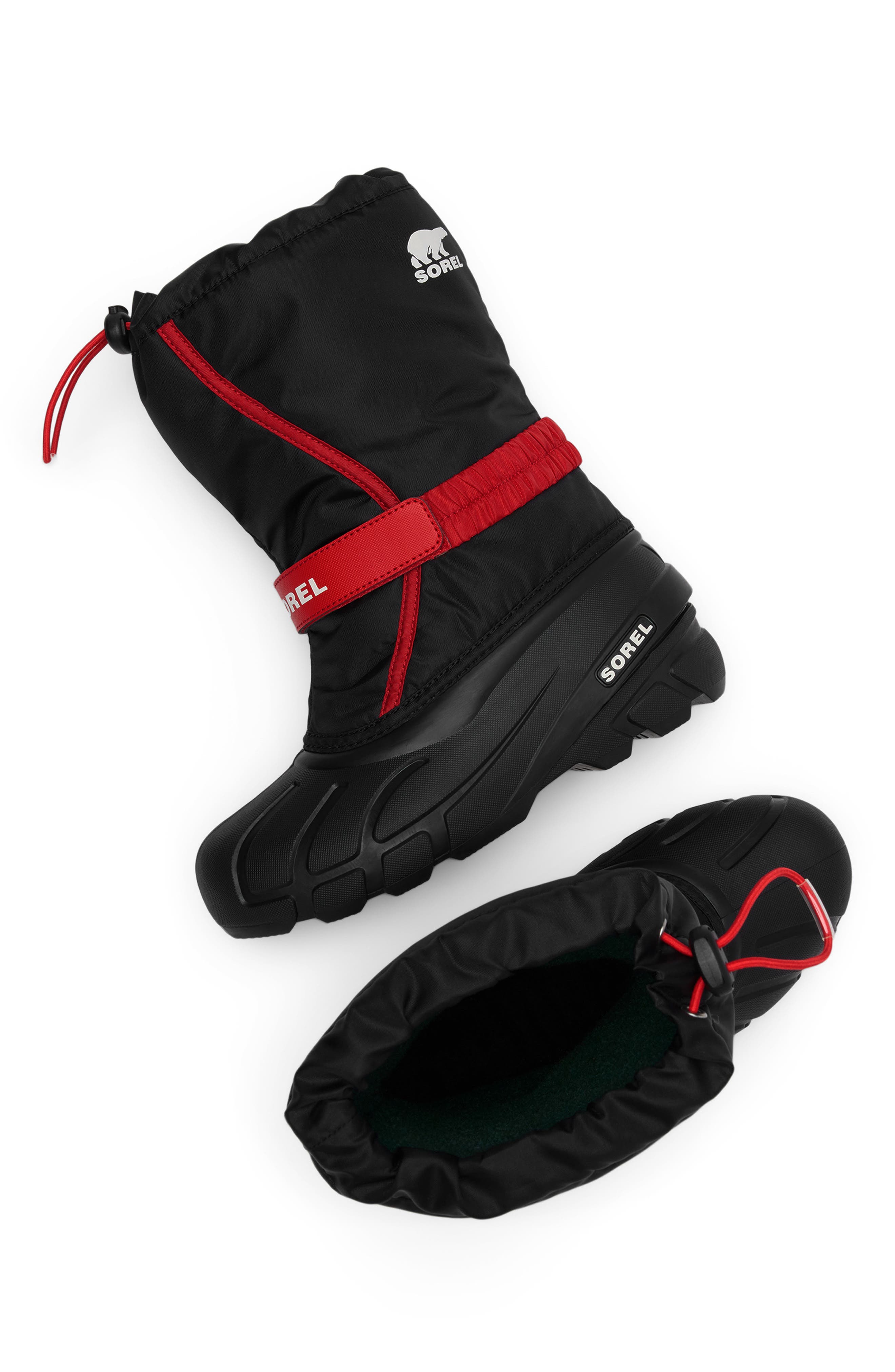 Kids' Flurry Boot, Alternate, color, BLACK/ BRIGHT RED