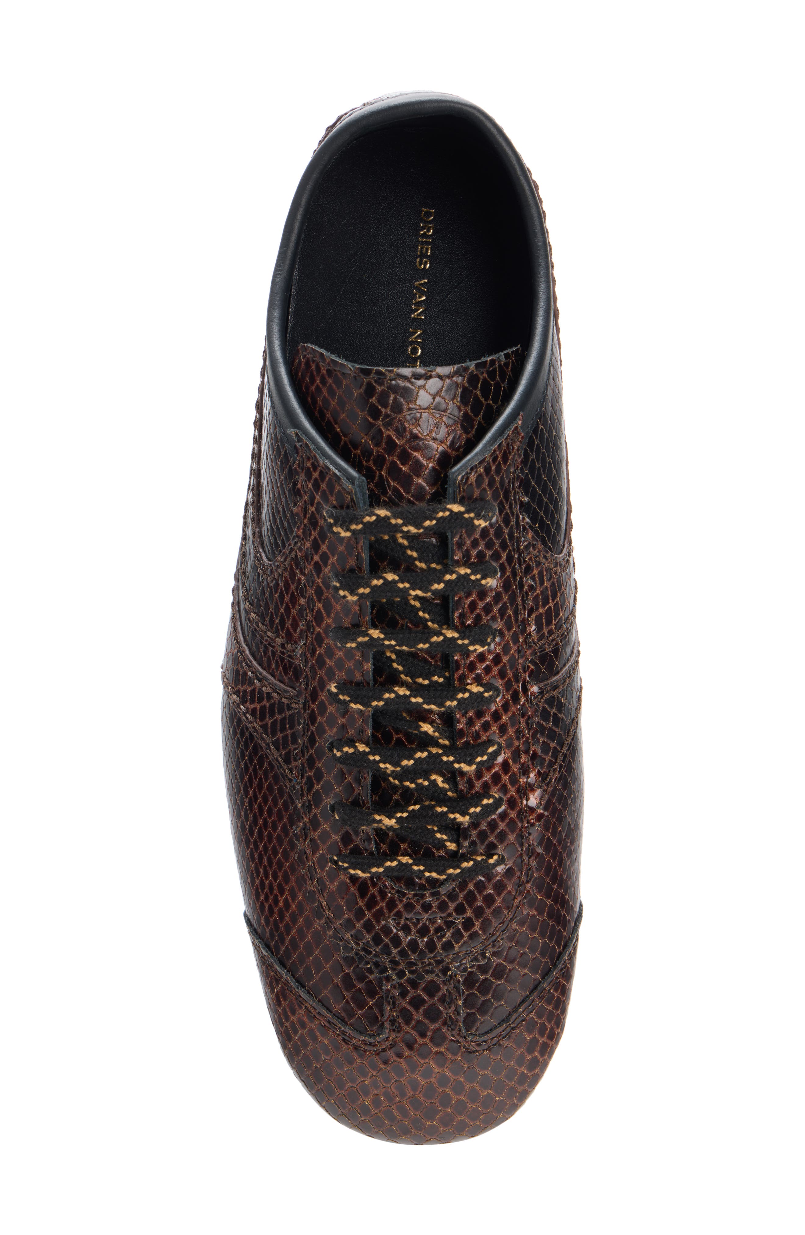 Dries Van Noten Lizard Embossed Sneaker, Alternate, color, Dark Brown 704