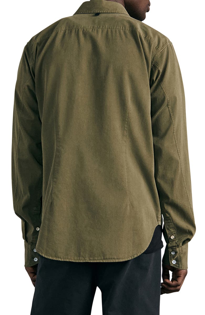 rag & bone Arrow Garment Dyed Cotton Blend Button-Up Shirt, Alternate, color, Moss