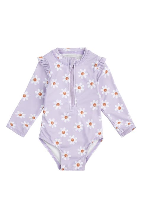 Daisy Long Sleeve One-Piece Rashguard Swimsuit (Baby)