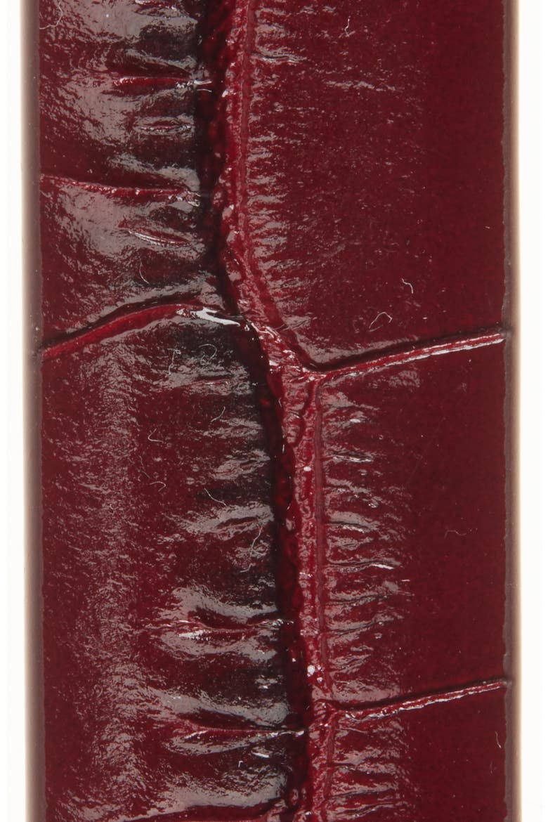 Croc Embossed Patent Leather Skinny Belt, Alternate, color, 1R008 RUBY RED