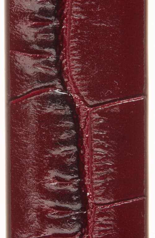 Tom Ford Croc Embossed Patent Leather Skinny Belt In Burgundy