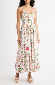 MOON RIVER Floral Cotton Midi Sundress