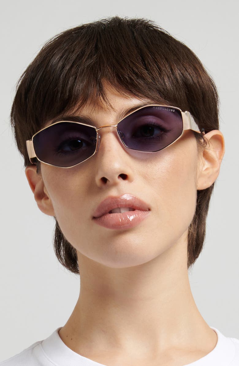 Marc Jacobs 55mm Geometric Sunglasses, Alternate, color, Gold Blue/ Dark Blue Sf