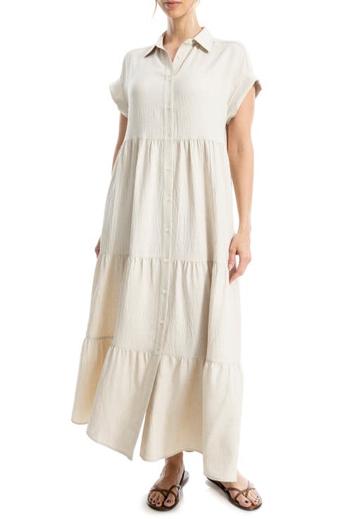 Short Sleeve Tiered Maxi Shirtdress
