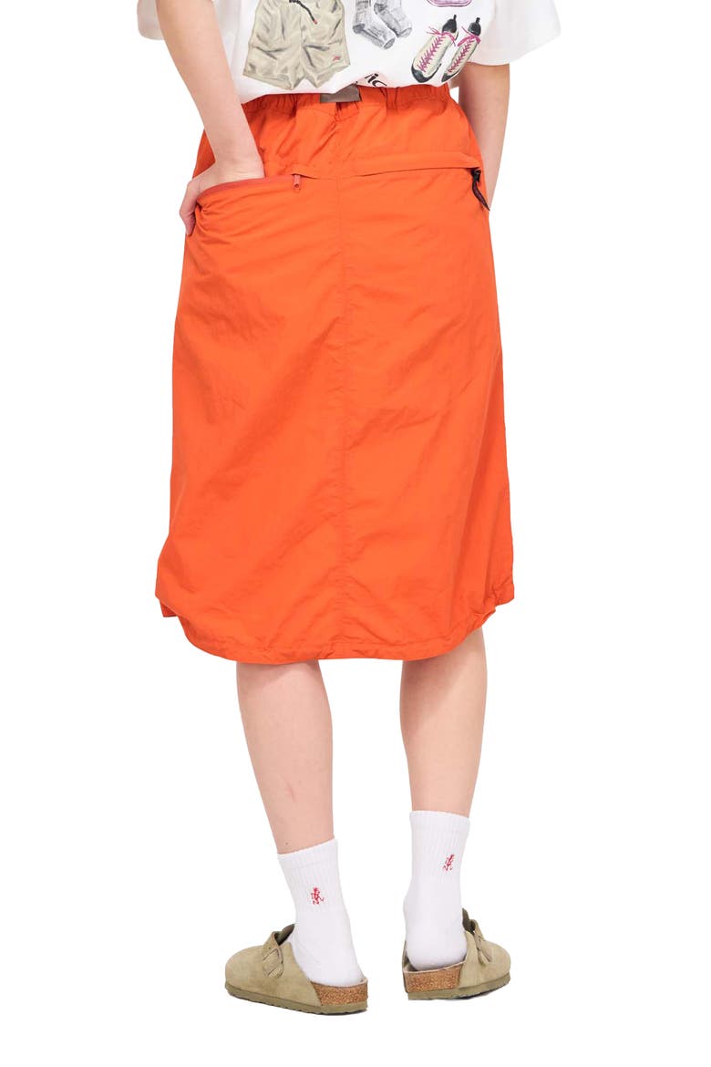 Packable Woven Midi Skirt, Alternate, color, ORANGE