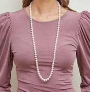 The Pearl Source 7.5-8.5mm Opera Length Freshwater Pearl Necklace