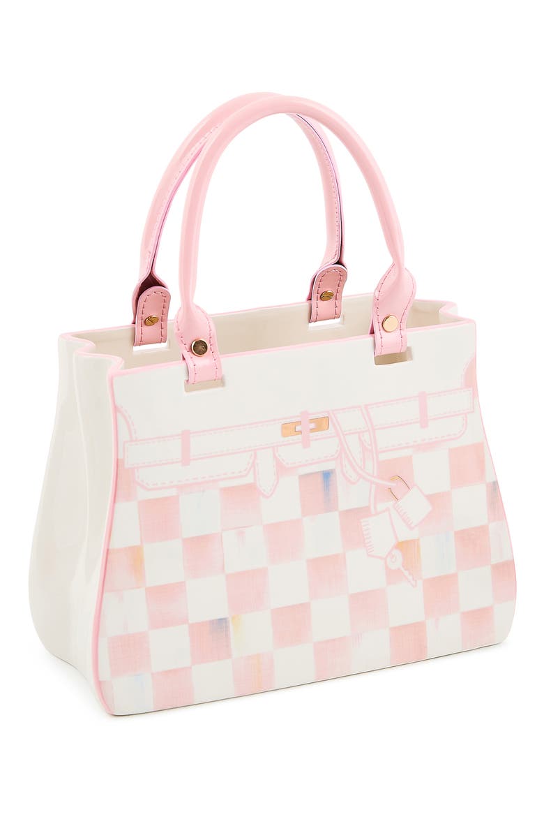 Rosy Check Doodles Handbag Vase, Main, color, ROSY