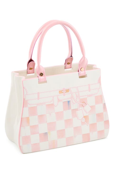 Rosy Check Doodles Handbag Vase