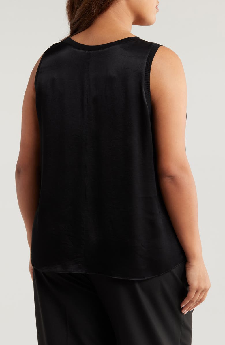Nordstrom Rib Knit Trim Satin Tank, Alternate, color, Black