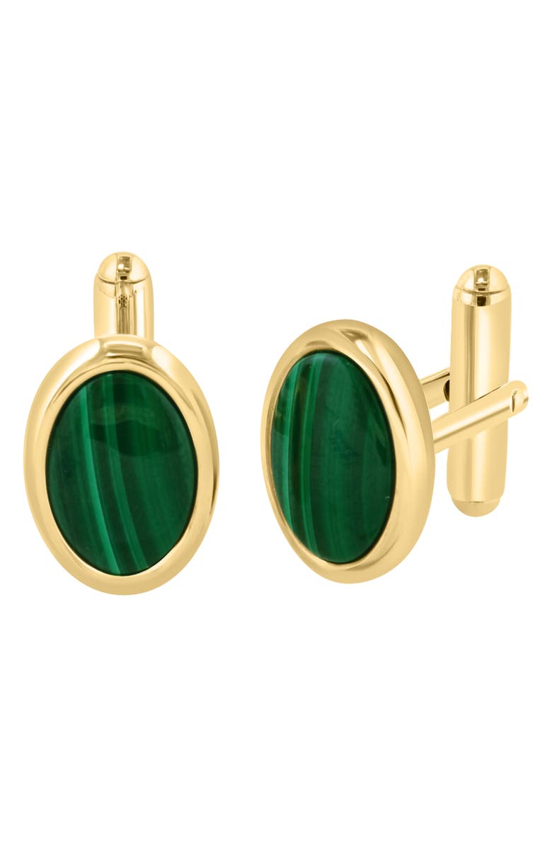 EFFY 14K Gold Plate Malachite Cufflinks, Main, color,