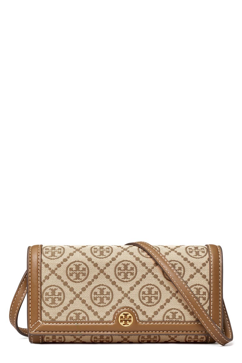 T Monogram Jacquard Wallet Crossbody, Main, color, HAZELNUT