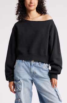 BP. Fleece Detail Off the Shoulder Sweatshirt