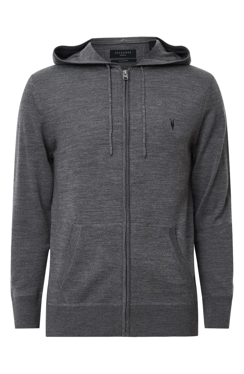 AllSaints Mode Merino Wool Hoodie, Alternate, color, Monument Grey
