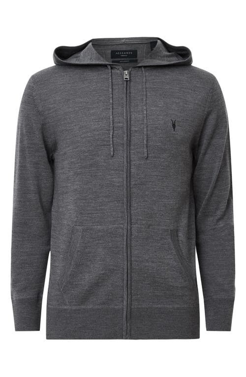 Allsaints Mode Merino Wool Slim Fit Full Zip Hoodie In Monument Grey