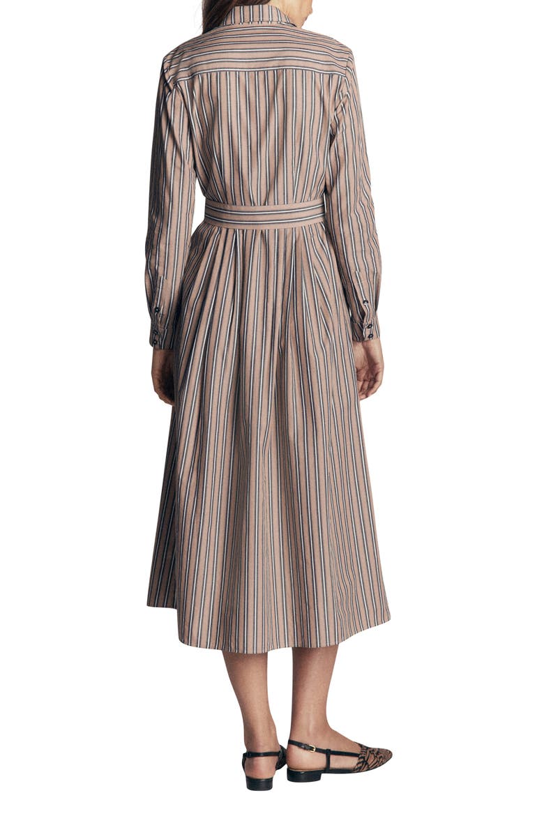 Striped Cotton Shirt Dress, Alternate, color, CAMEL, NAVY TRAM STRIPE
