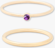 CUFFED BY NANO February Birthstone 14k Gold Filled Dainty Ring Stacking Set
