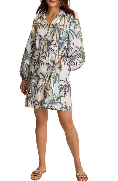 Palm Oasis Long Sleeve Short Dress