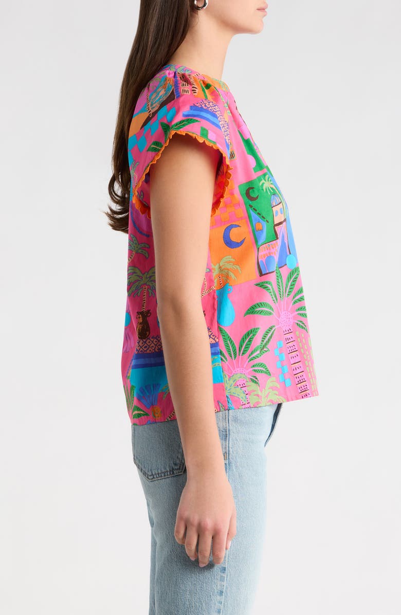 SUGARLIPS Lanus City Ayla Split Neck Top, Alternate, color, Fuchsia-Multi