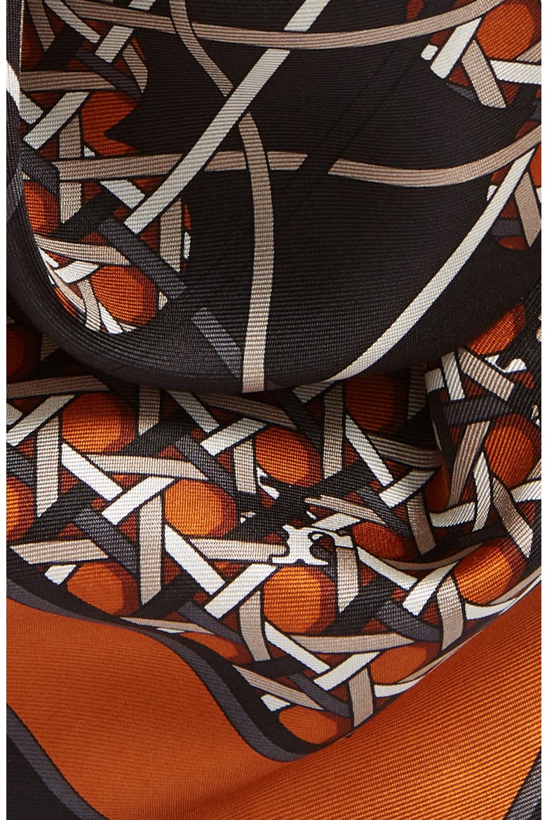 Caning Logo Print Silk Square Scarf, Alternate, color, BASKETWEAVE