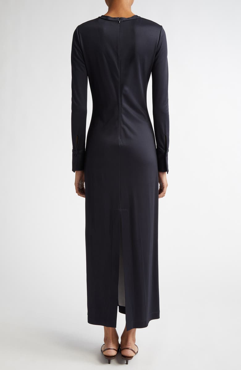 Oscar de la Renta Orchid Print Long Sleeve Jersey Dress, Alternate, color, 